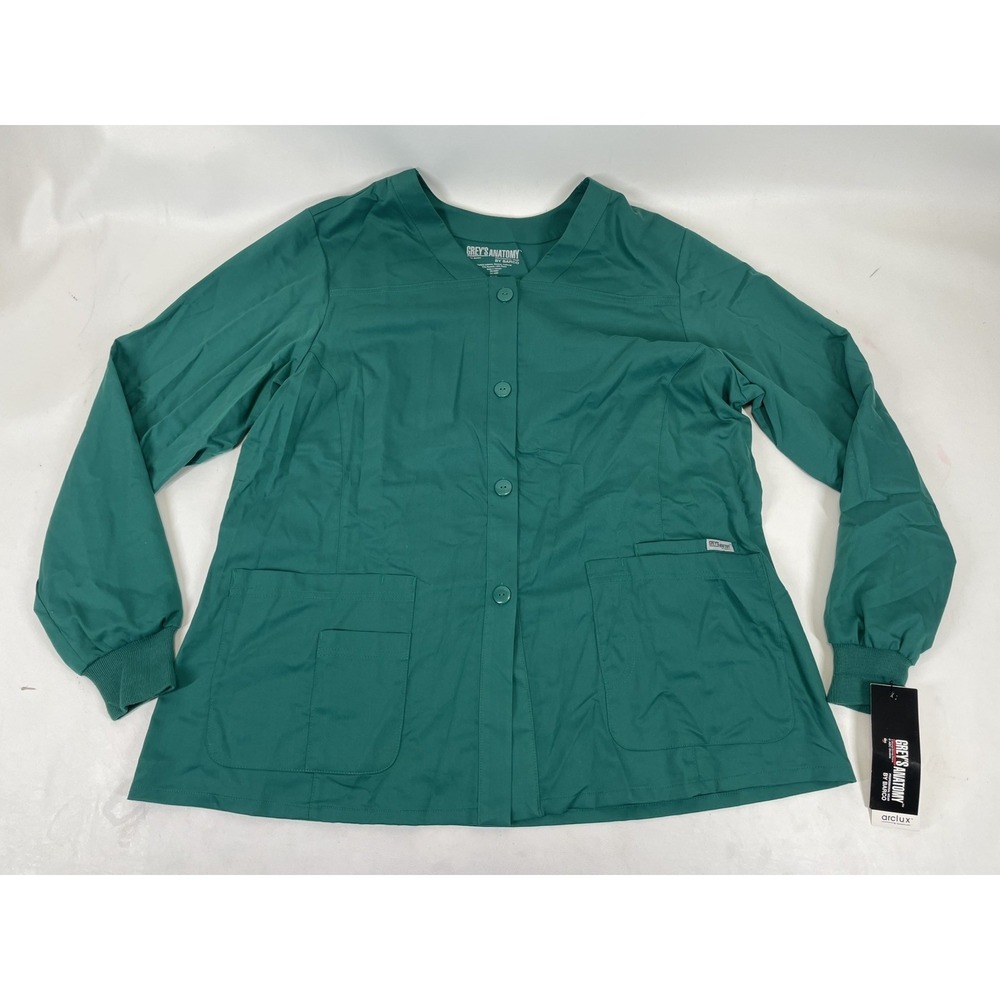 Greys Anatomy Barco Scrubs 4PKT Sporty Warmup Womens 2XL Hunter Green NWT - Picture 1 of 5